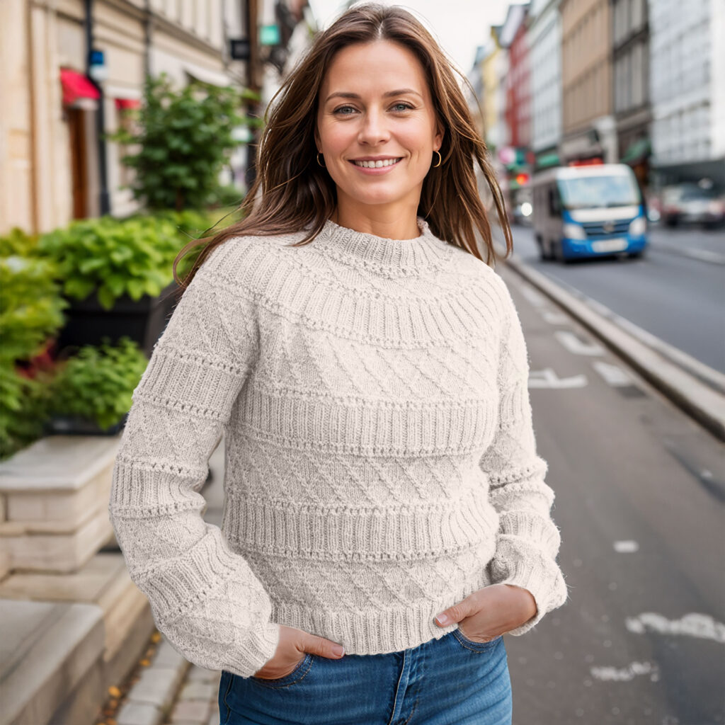 Structured joy sweater in natural white / off white
