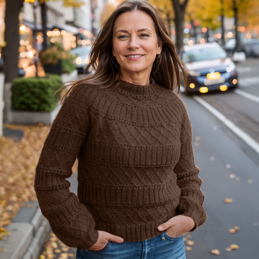 Structured joy sweater in brown