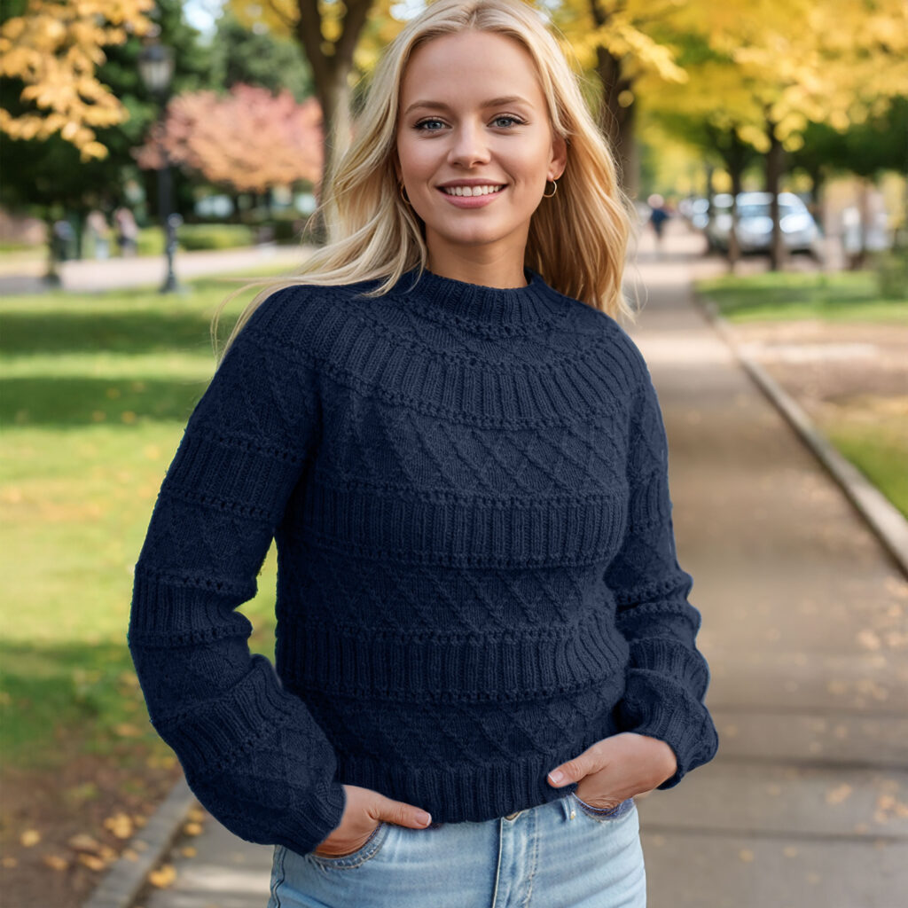 Structured joy sweater in navy blue