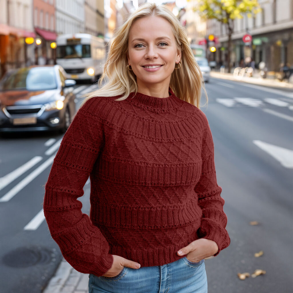 Structured joy sweater in burgundy