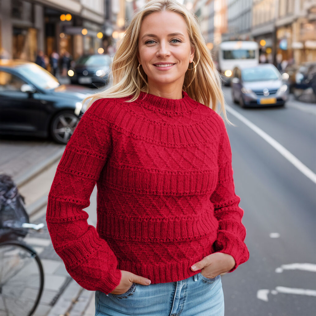 Structured joy sweater in christmas red