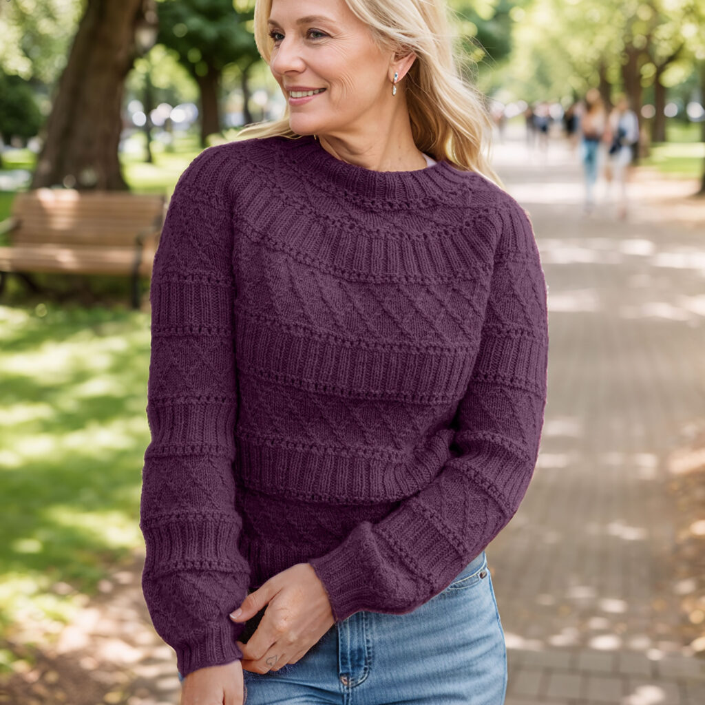 Structured joy sweater in dark purple